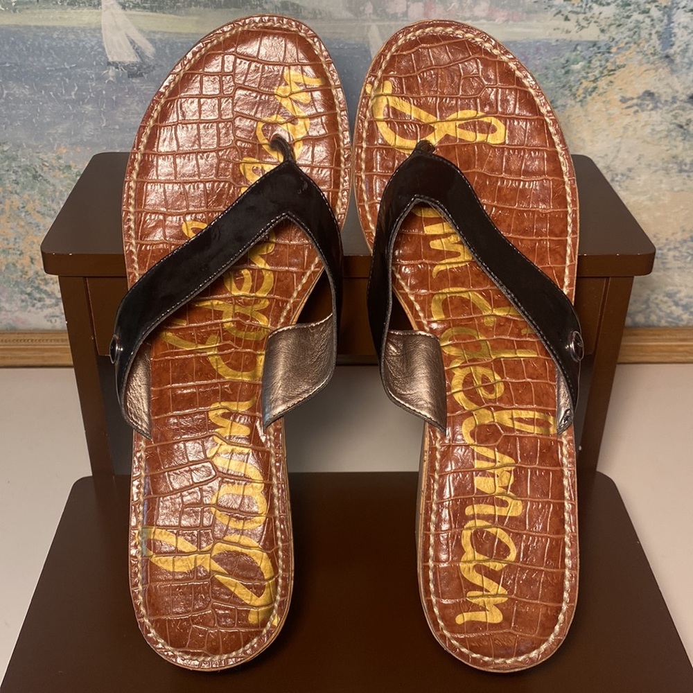 SAM EDELMAN 'Romy' Cork Wedge Thong Sandals - 11M